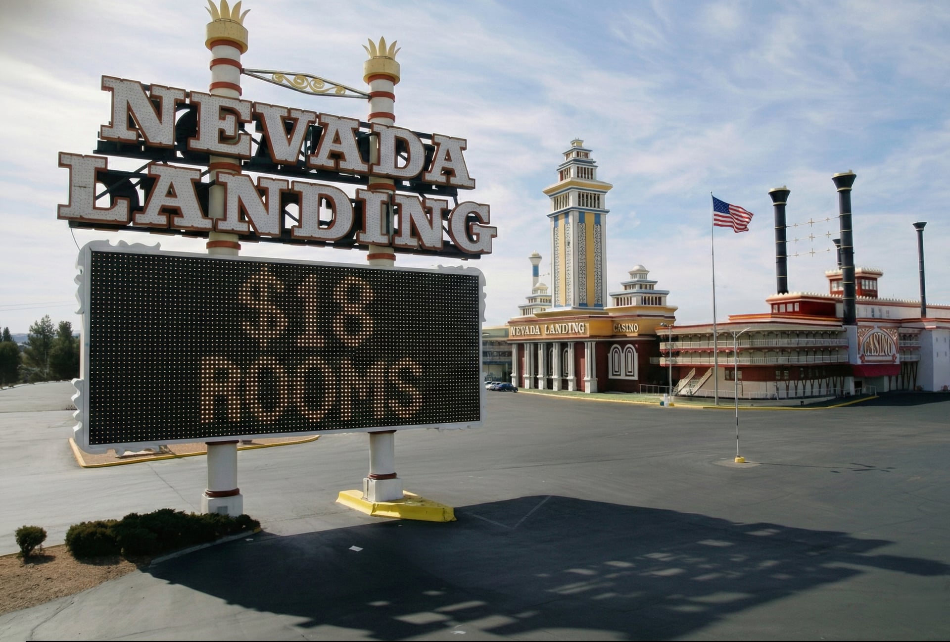 Nevada Landing Hotel & Casino with iconic roadside sign